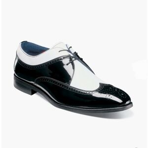 GUC Stacy Adams Dayton Men's Black and White Wingtip Oxford Shoes Size 9.5